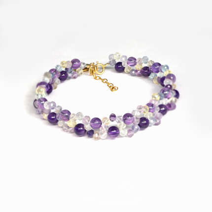 Amethyst Fluorite Hand bracelet