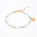 Aquamarine Fluorite Freshwater pearls Hand bracelet