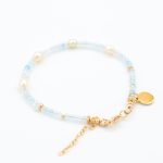 Aquamarine Fluorite Freshwater pearls Hand bracelet - Image 2