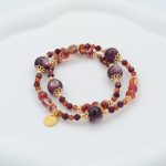 Purple lithium mica Red gelatinous flower Hand bracelet - Image 2
