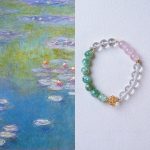 White crystal Green mica Hand bracelet