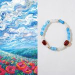 Aquamarine White crystal  Hand bracelet