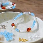 Aquamarine White crystal  Hand bracelet - Image 3