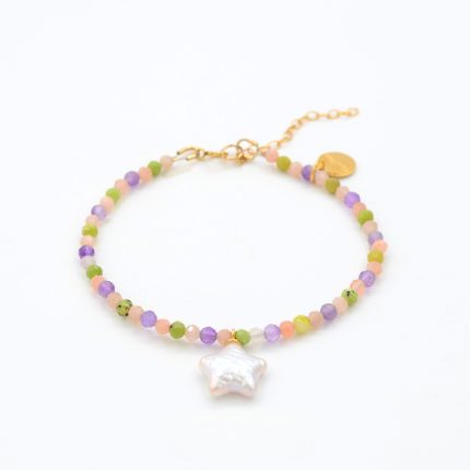 Amethyst Enamelled Jade Sunstone Hand bracelet