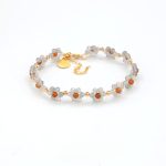 Gray moonstone Sunstone Flower Hand bracelet