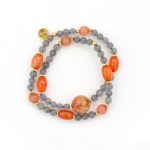 Gray moonstone Red agate Hand bracelet