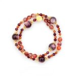 Purple lithium mica Red gelatinous flower Hand bracelet