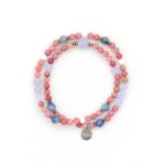Pink rose quartz Blue mica stone Hand bracelet