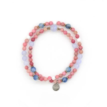 Pink rose quartz Blue mica stone Hand bracelet