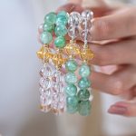 White crystal Green mica Hand bracelet - Image 3