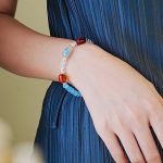 Aquamarine White crystal  Hand bracelet - Image 4