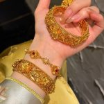 24k gold hollow lotus-shaped open bracelet