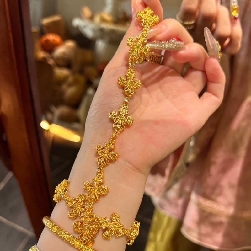 详情-01 Diamond-studded iris flower gold bracelet - Image 1